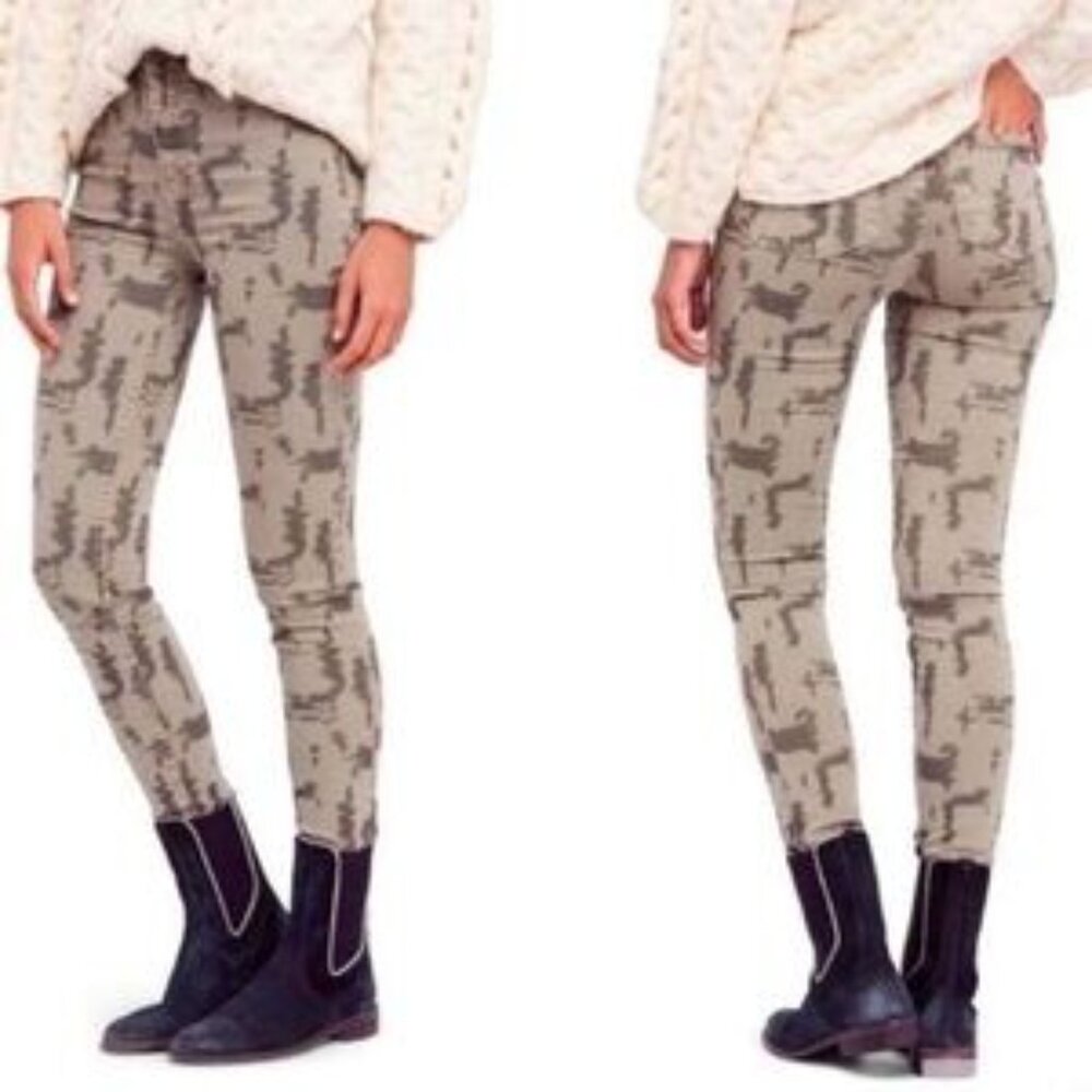 Free People Tie Dye Green Skinny Jeans Size 30